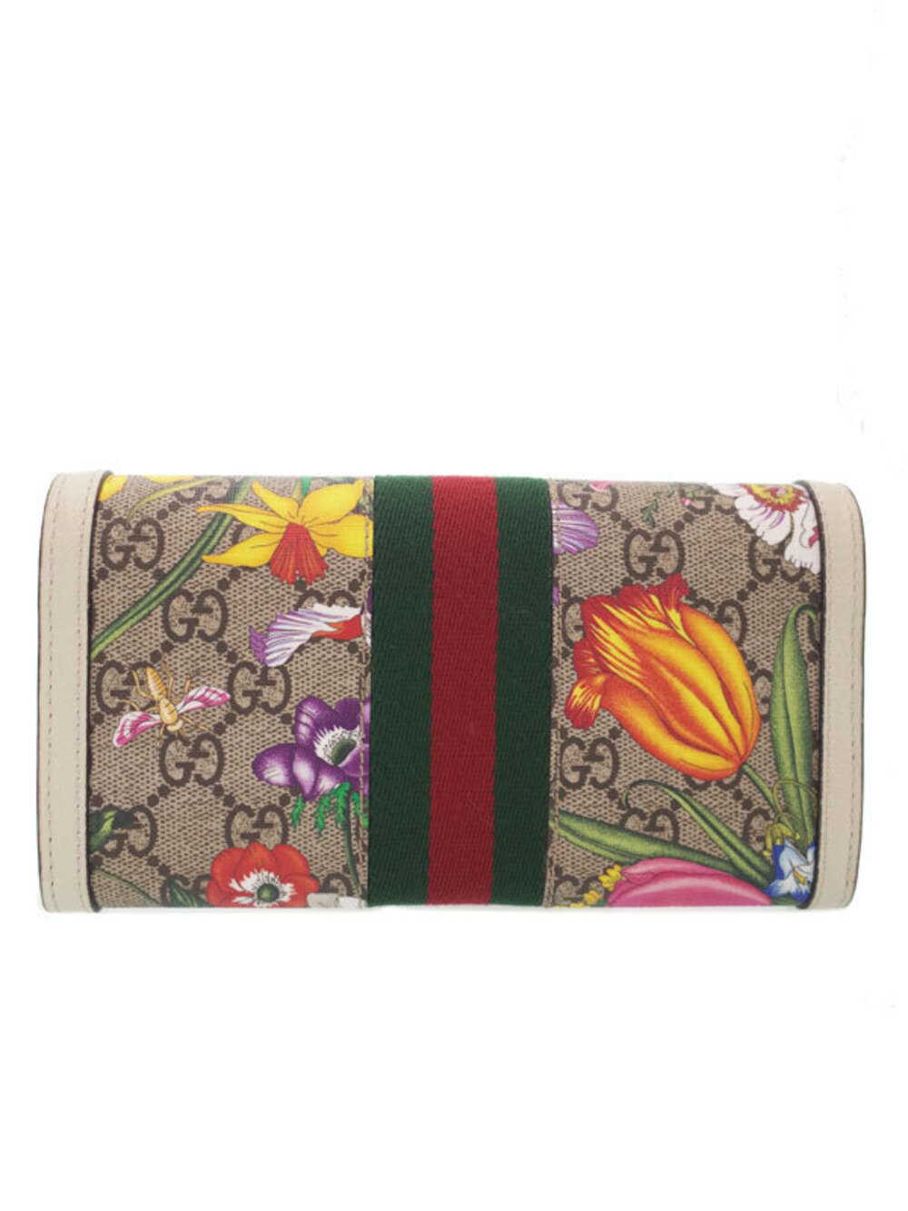 Gucci Ophidia GG Long Flower Wallet fold Continental Bi Flora Black